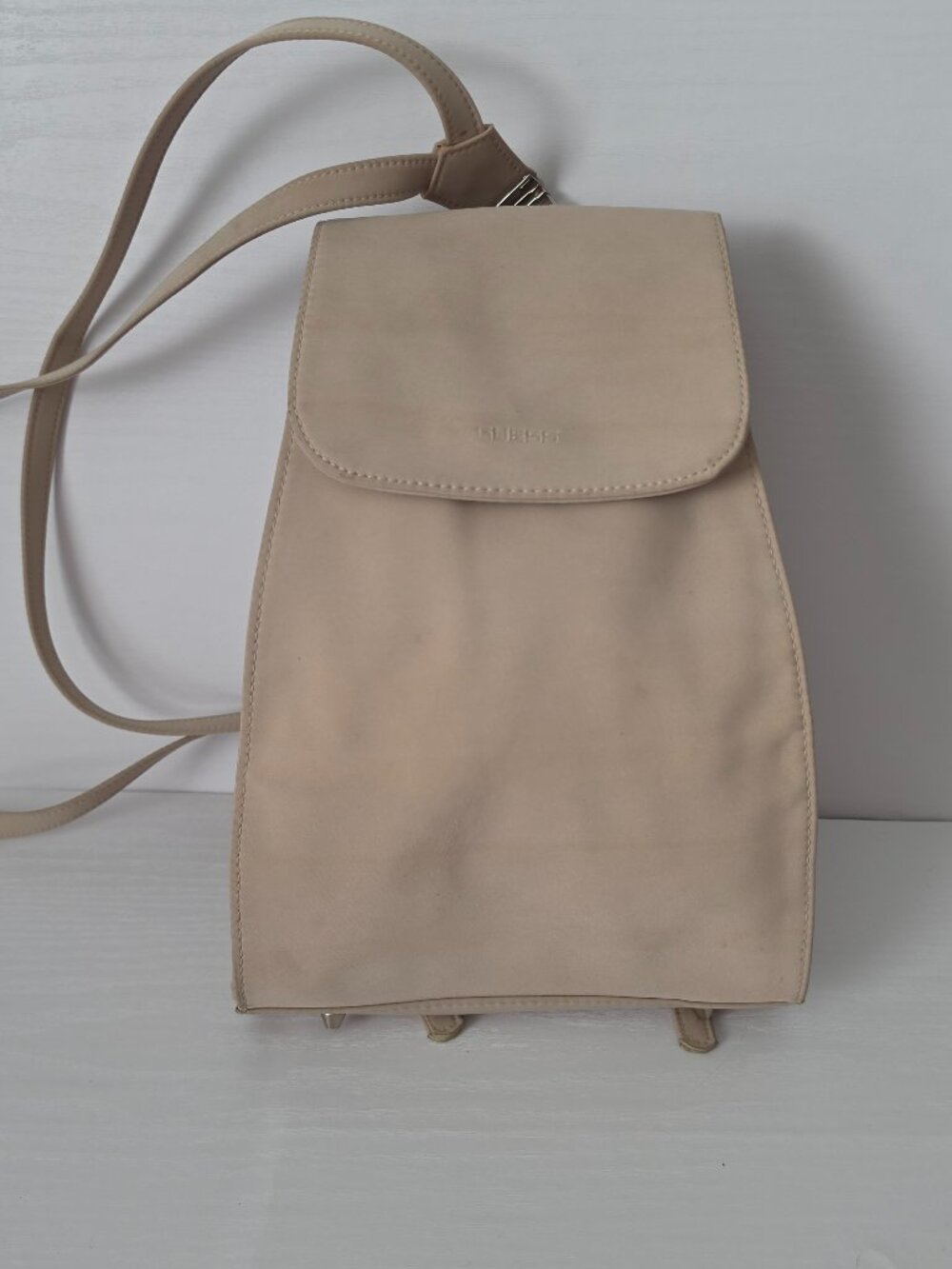 Women's Vintage Guess Beige Fabric Backpack